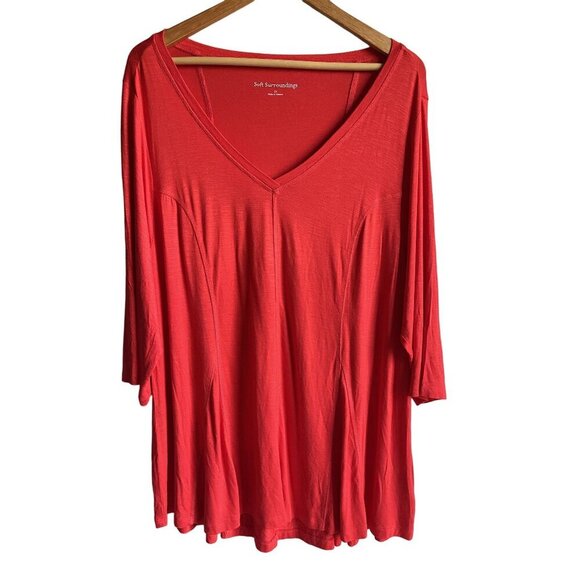 Soft Surroundings Tops - New! Soft Surroundings Size 2X Amelia A-Lie Orange Tunic Top MSRP $89.95 V-Neck